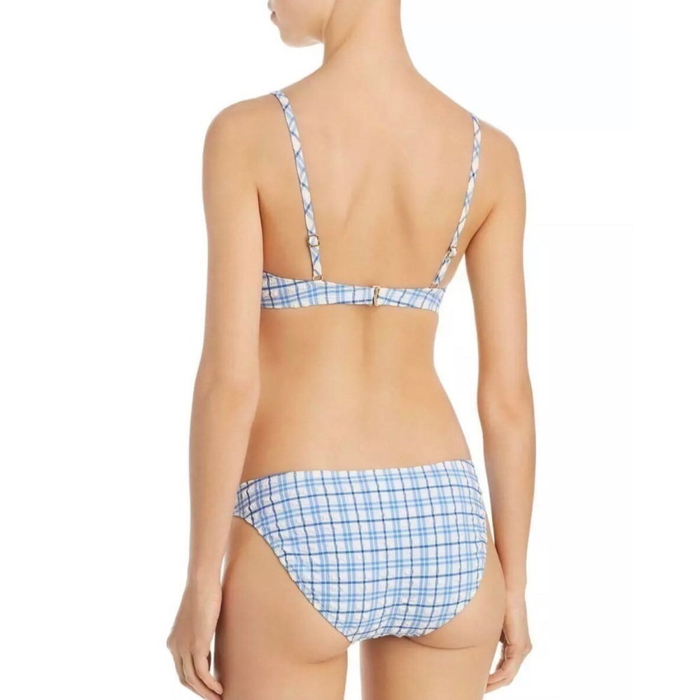 NWT Tory Burch Plaid Underwire Bikini Top Hipster Bikini Bottom Se Blue size L - Picture 3 of 13